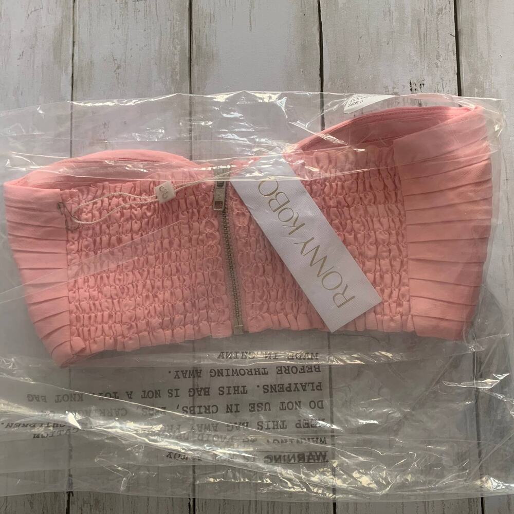 NWT Ronny Kobo Mayah Bandeau Crop Top in Petal Pink - Picture 5 of 8